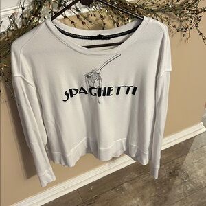 White Graphic Sweatshirt with Spaghetti Design